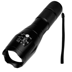 Fish On Tackle Store Apparel & Camping Adjustable Aluminum LED Flashlight Torch Black