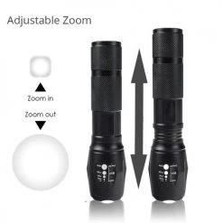 Fish On Tackle Store Apparel & Camping Adjustable Aluminum LED Flashlight Torch Black