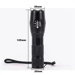 Fish On Tackle Store Apparel & Camping Adjustable Aluminum LED Flashlight Torch Black